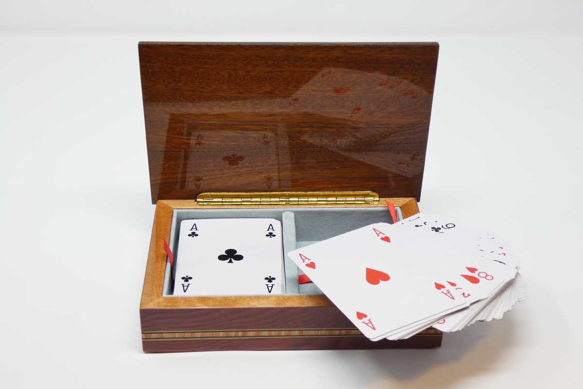 wooden playing card box