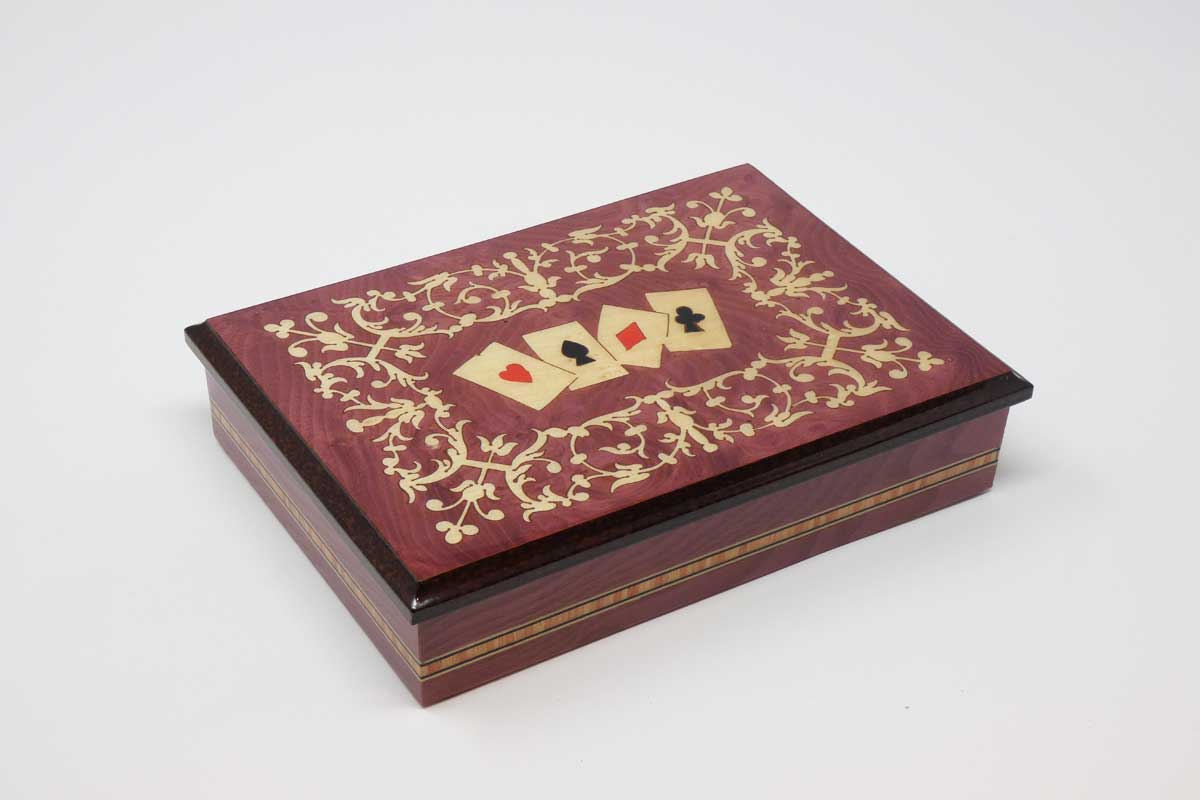Sorrento Inlaid Wood Playing Card Box