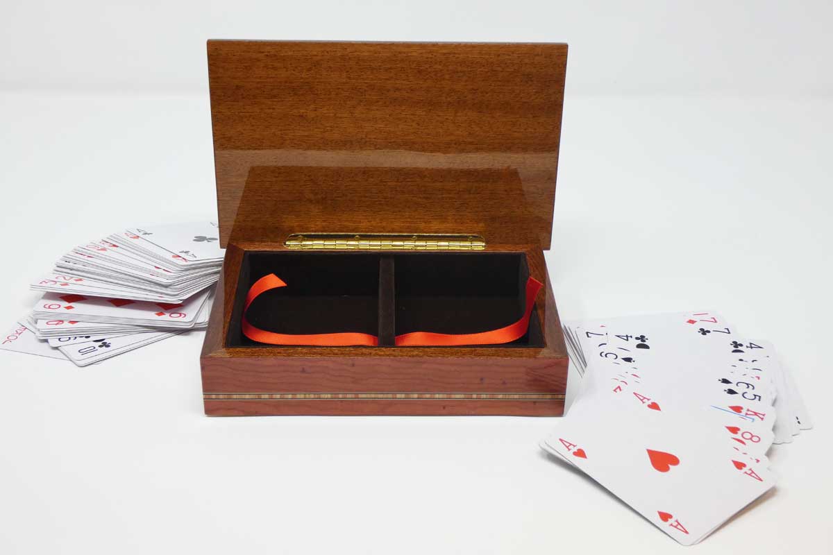 Scatola portacarte intarsiata + carte da gioco incluse - Sorrento inlaid  wood