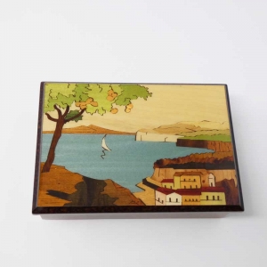Inlaided jewelry box with Sorrento view