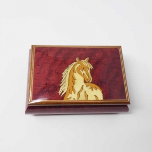 Inlaided jewelry box with the horse